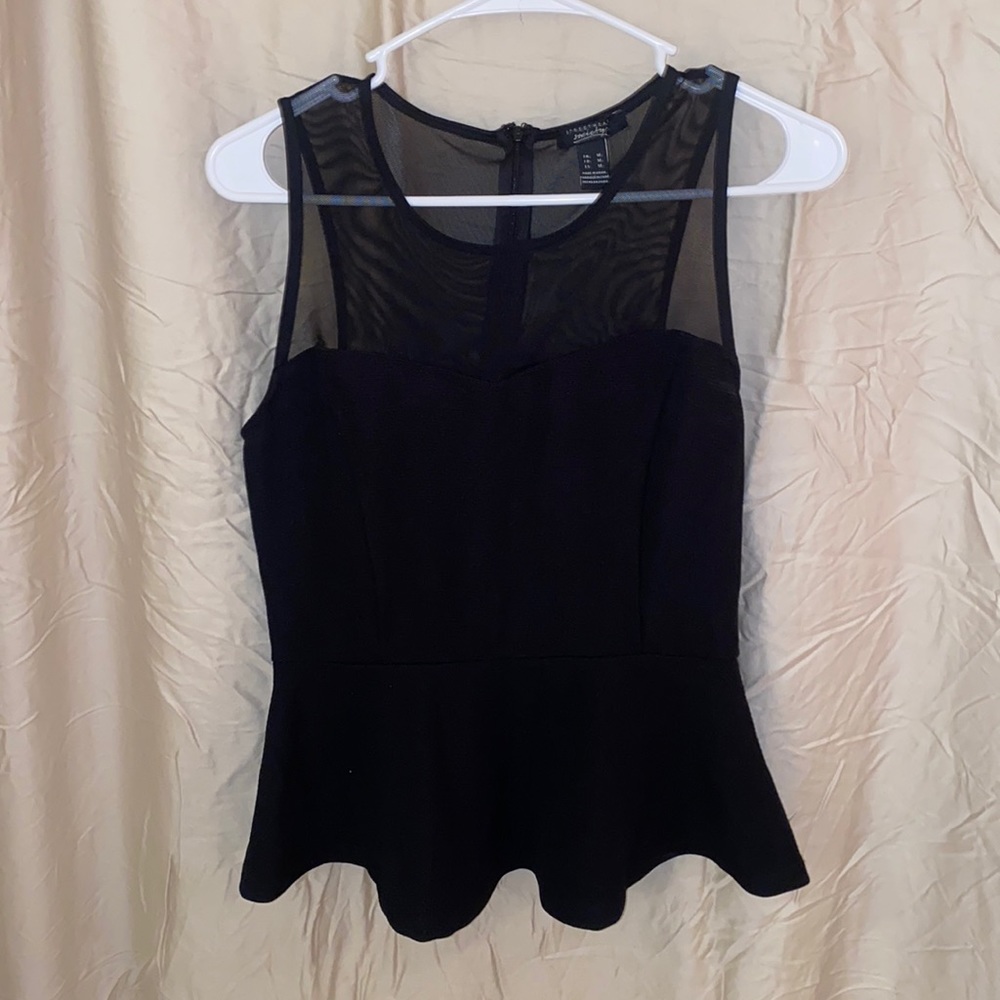Black lace peplum shirt